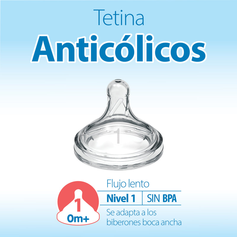 Tetina Anticólico Boca Ancha 2UN 0M+ (Recién Nacido) Dr. Brown's