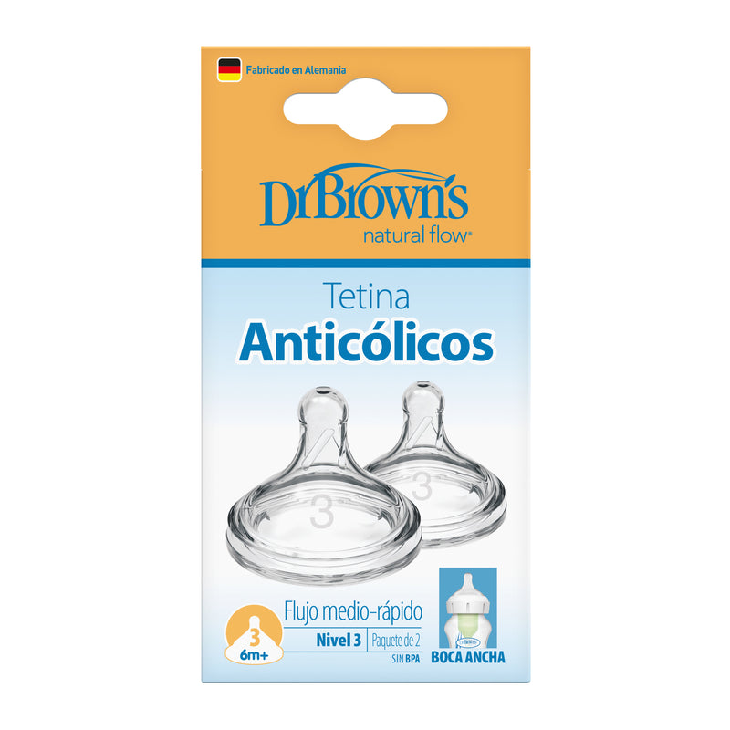 Tetina Anticólico Boca Ancha 2UN 6M+ Dr. Brown's