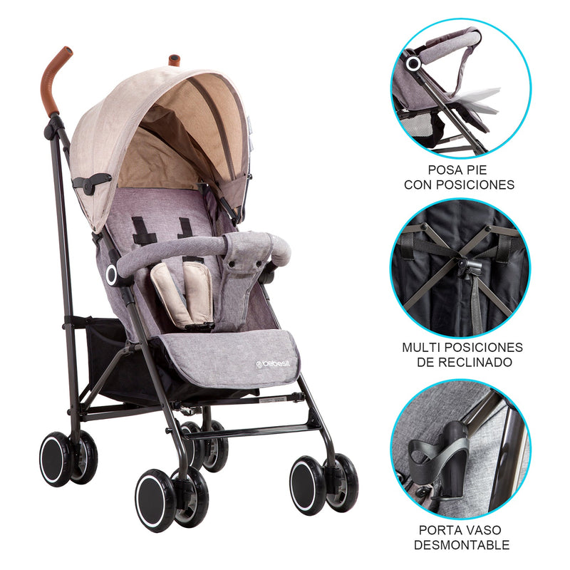 Coche Paragua Clap Melange Beige