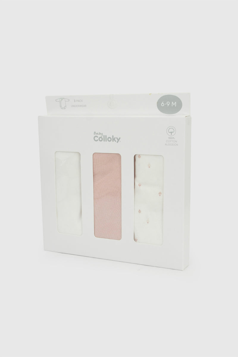 Pack X3 Body Rosado Niña Con Broche