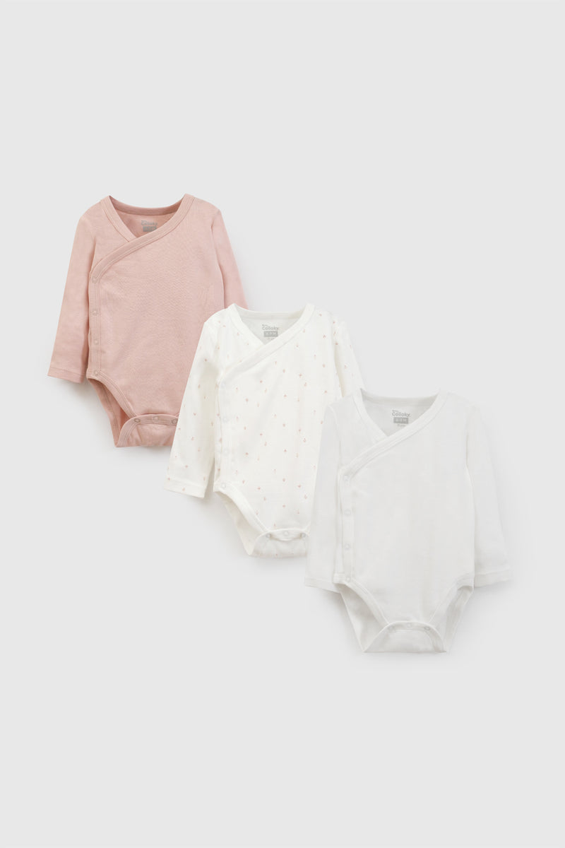 Pack X3 Body Rosado Niña Con Broche