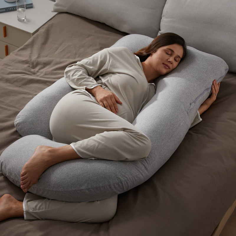 Almohada de embarazo forma de U con tela refrescante