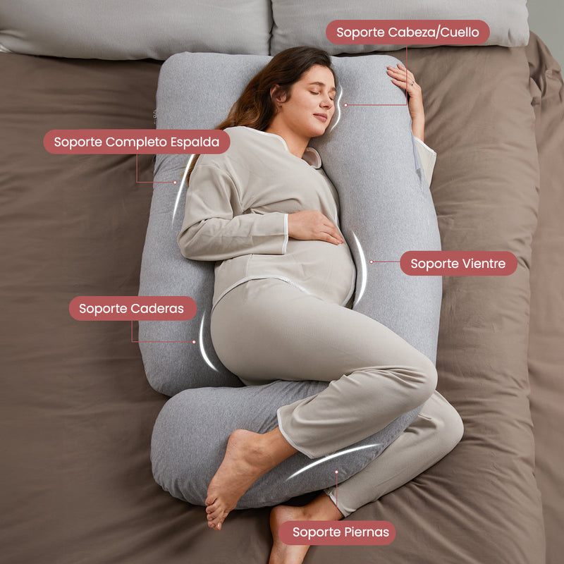 Almohada de embarazo forma de U con tela refrescante