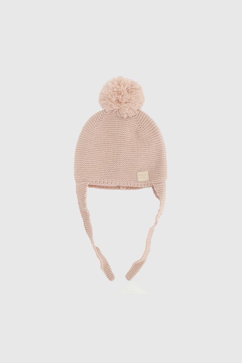Gorro Pompon Rosado Cubre Orejas Niña