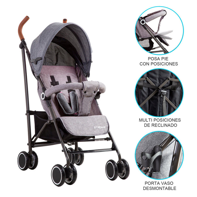 Coche Paragua Clap Melange Gris