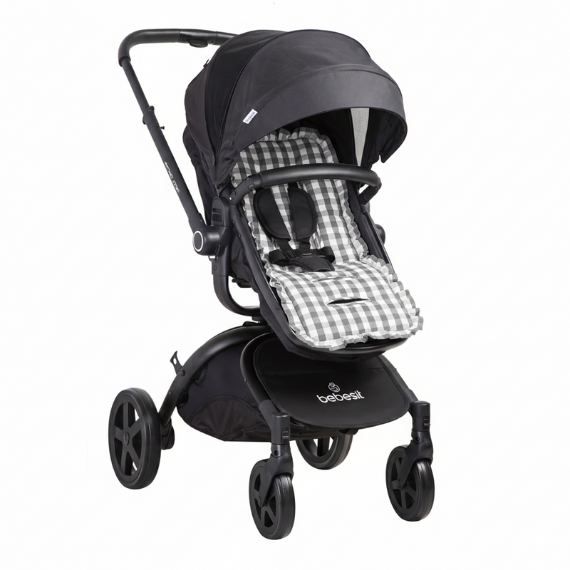 Cojín Universal Coche Paseo Diseño Cuadros Gris 40 x 80 cm