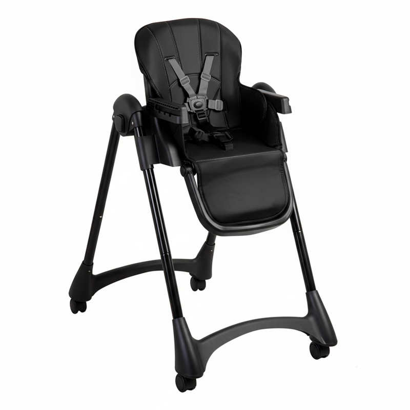 Silla de Comer Bebe Reclinable Plegable Easy Eat Negro
