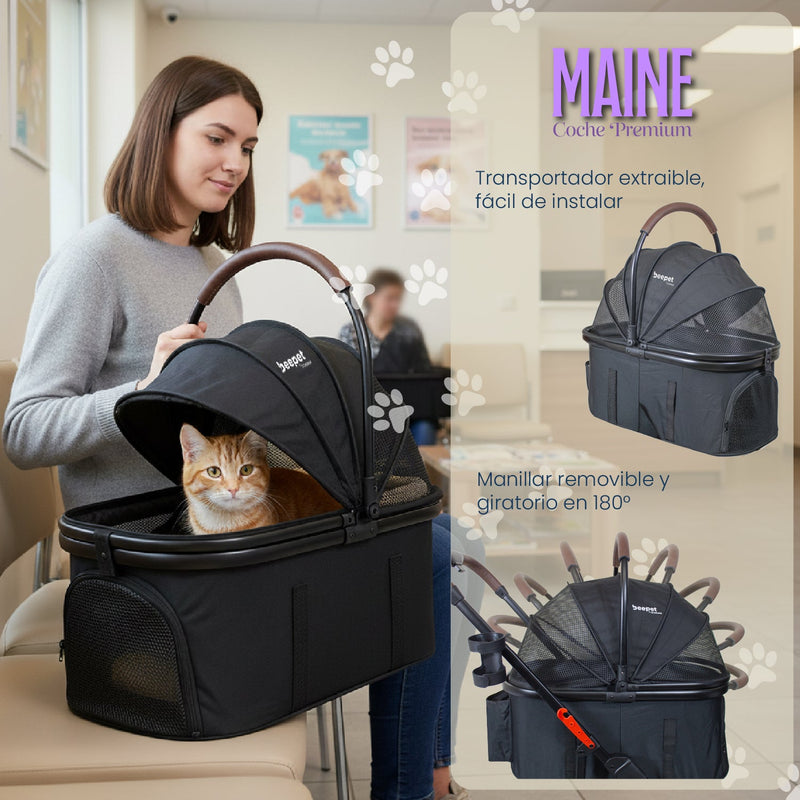Coche para Mascotas Premium Maine Negro