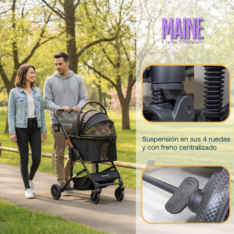 Coche para Mascotas Premium Maine Negro