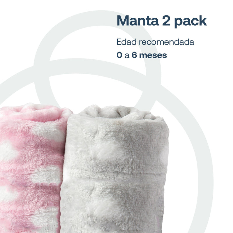 Pack 2 Mantas Bebe Hipoalergénica 100*80 cm Rosa Bebesit