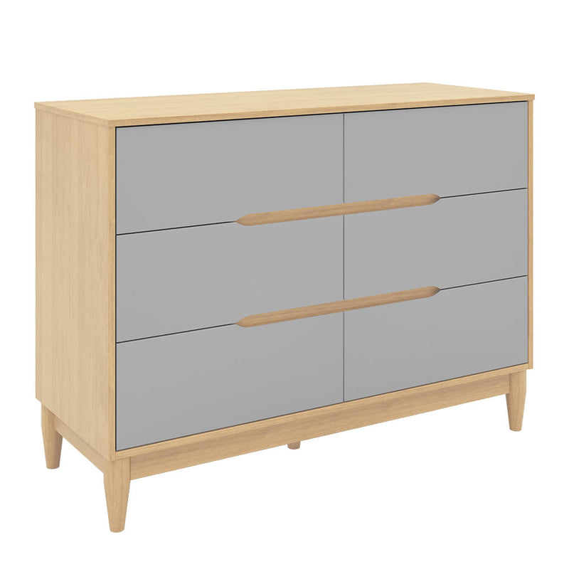 Comoda Tomi 6 Cajones Gris con Madera