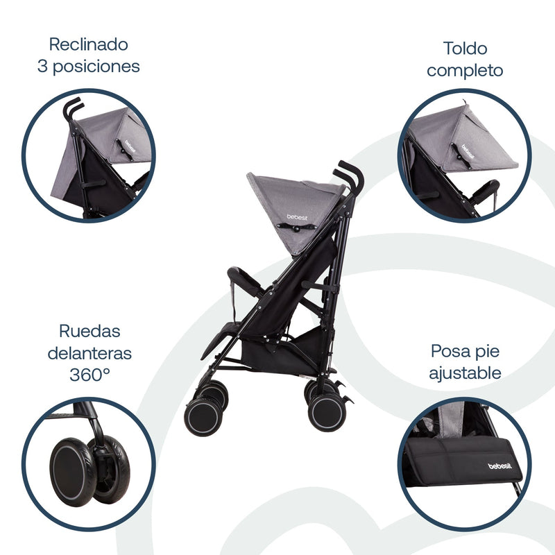 Coche Paragua Kronos Gris Oscuro Bebesit