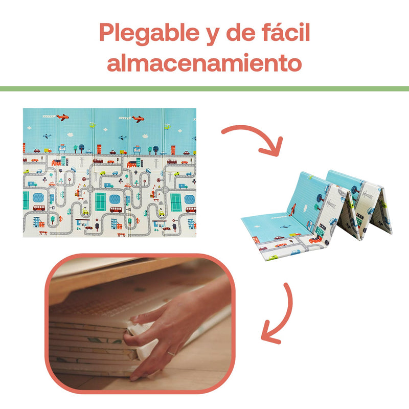 Alfombra Antigolpe Plegable Extra Grueso Premium Oso Ciudad