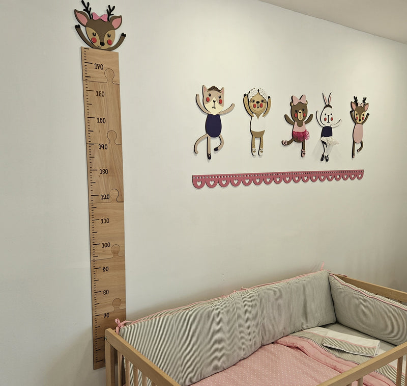 Set de Animalitos y Huincha de madera Rosado