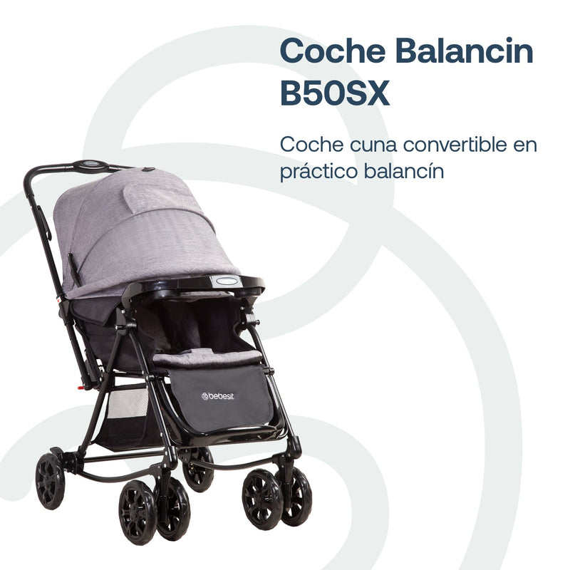 Coche Cuna Paseo Balancin SX Gris Melange