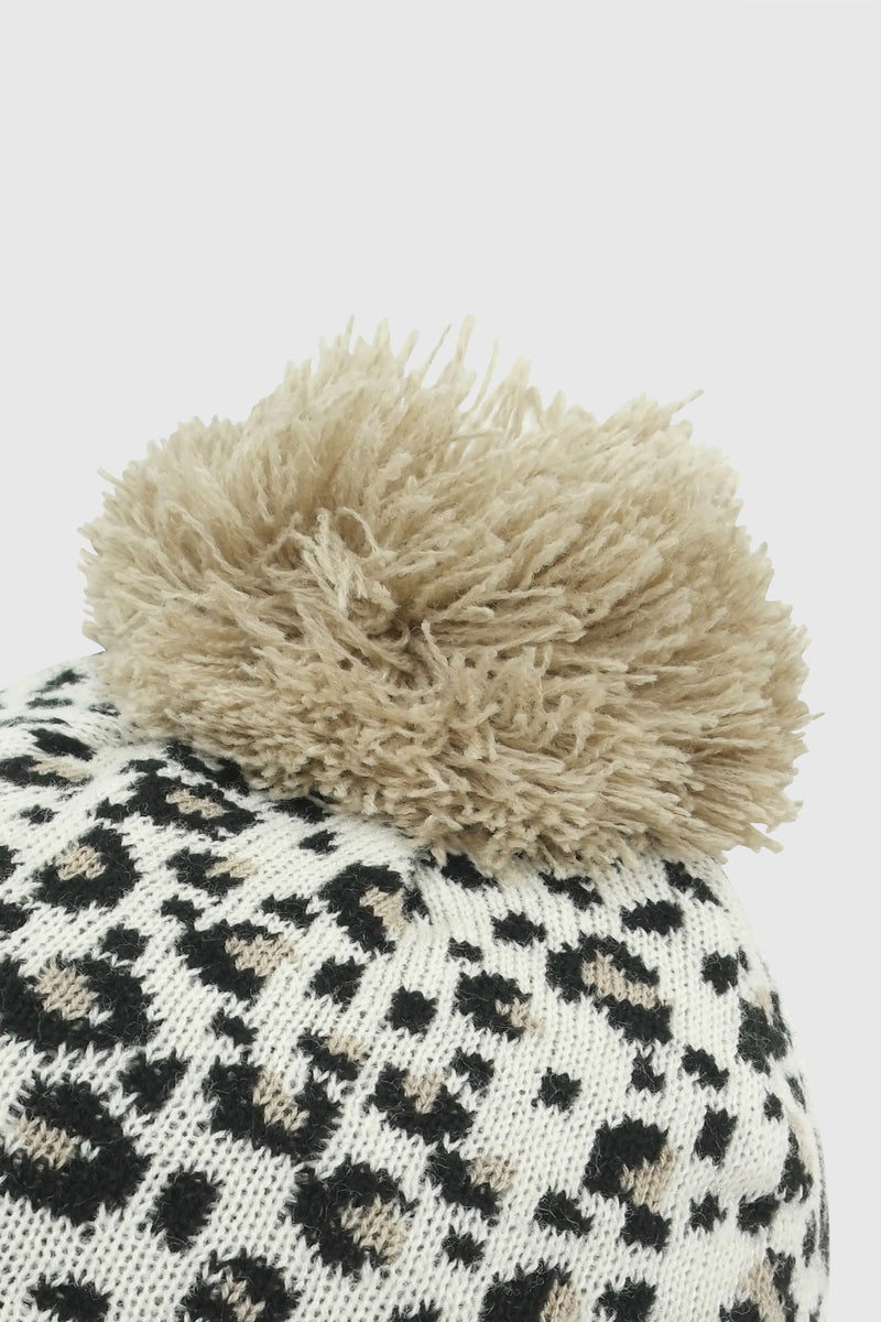 Gorro Lana Animal Print Pompon