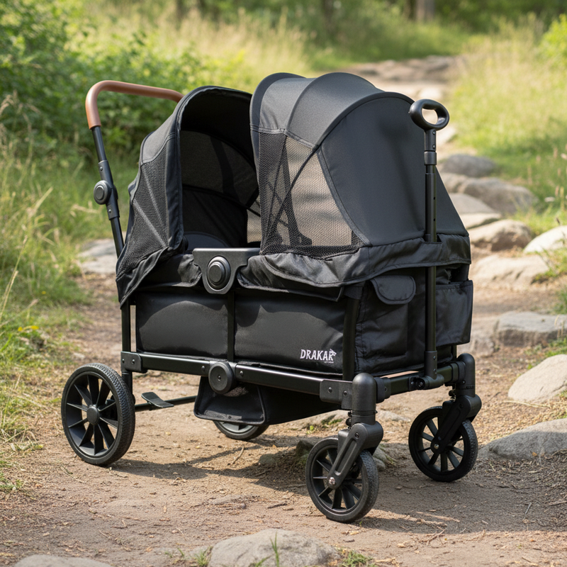 Coche y Carro de Paseo Doble Wagon Drakar Negro