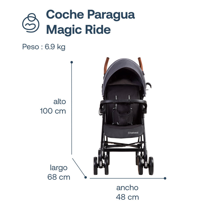 Coche Paragua Magic Ride Fiesta Gris Bebesit