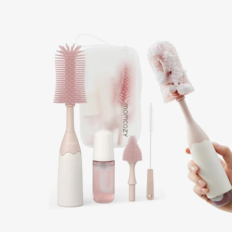 Juego de Cepillos de Silicona Momcozy – Sistema Generador de Espuma y Kit de Viaje
