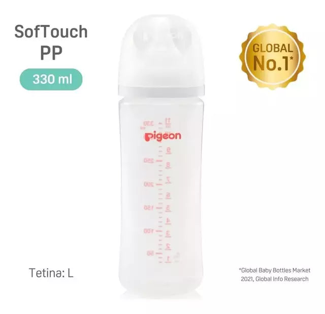 Mamadera Bebe Pigeon Softouch Boca Ancha 330ml- 6+ Meses