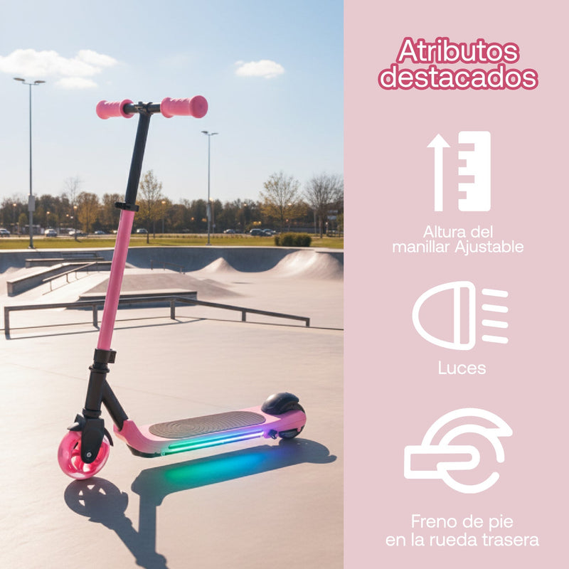 Monopatín Eléctrico Plegable E-Scooter 60W 24V2000mah Rosado