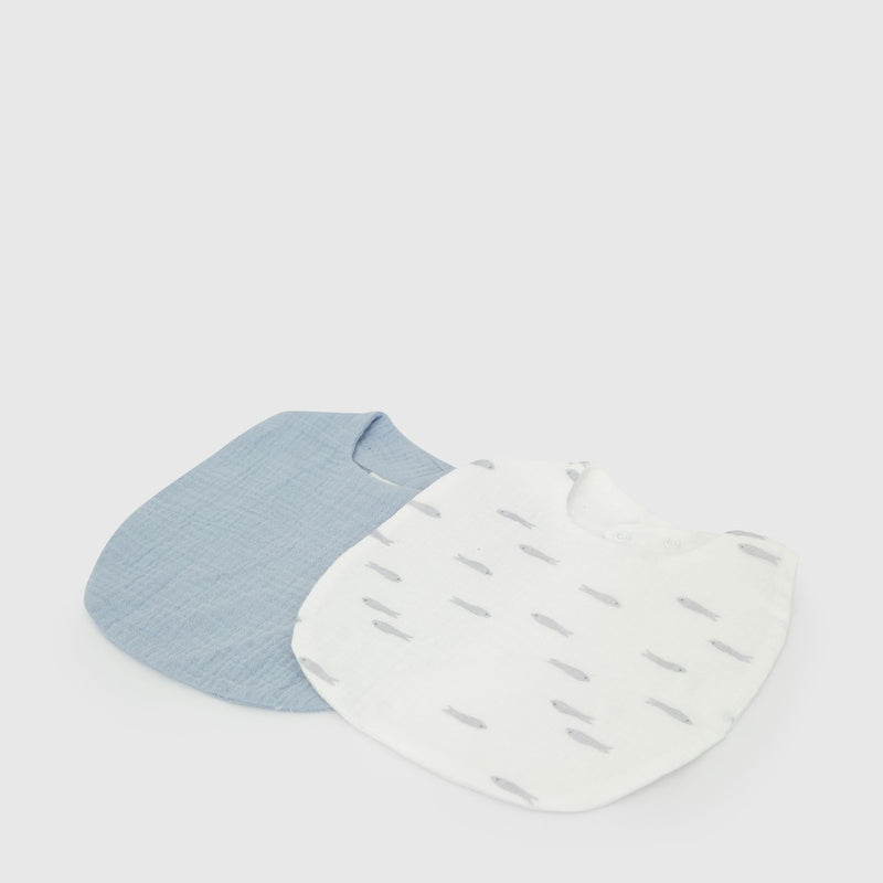 Pack 2 Babero impermeable algodón niño azul