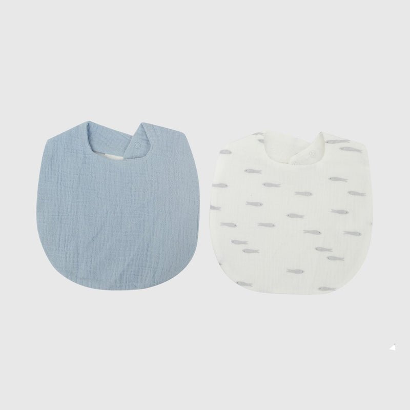 Pack 2 Babero impermeable algodón niño azul