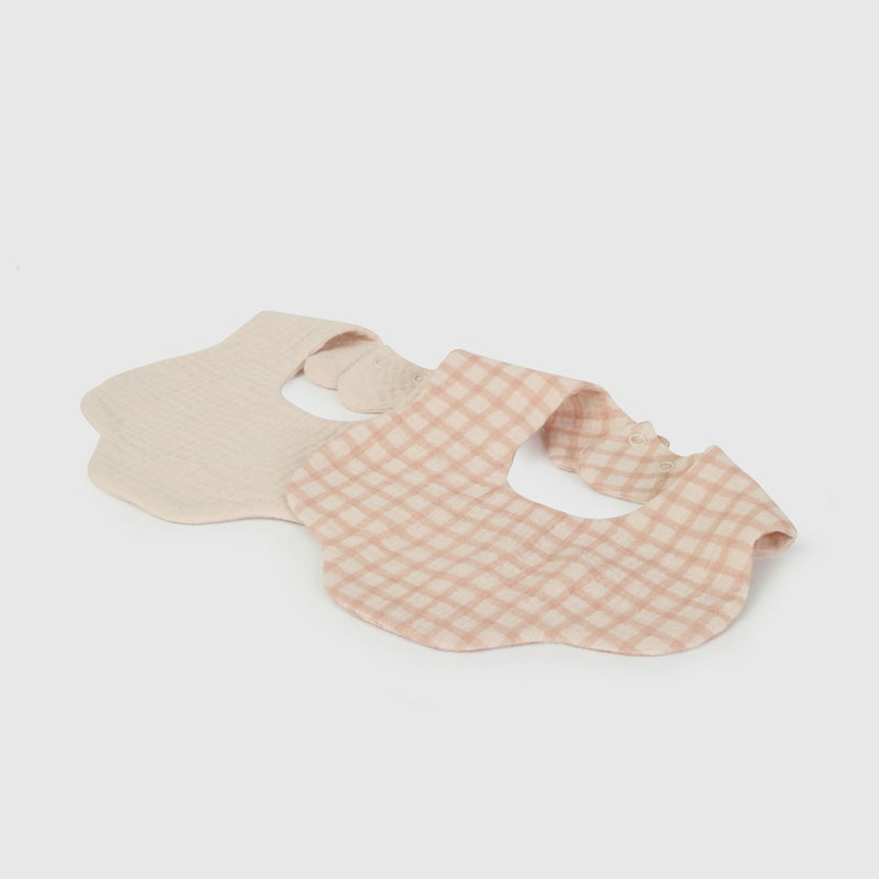 Packs x2 Baberos Impermeables Rosado Cuadrille New born TU