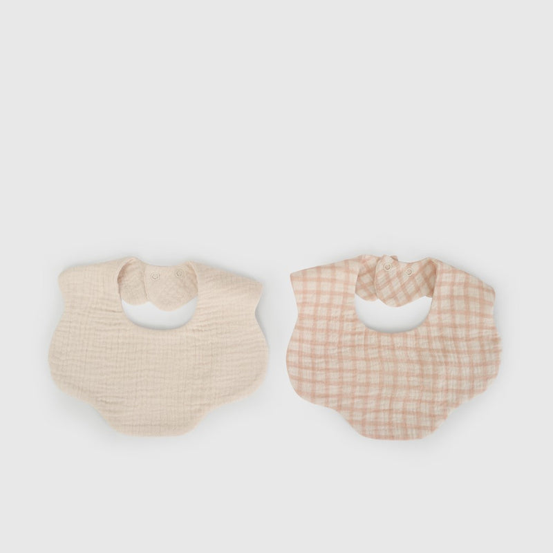 Packs x2 Baberos Impermeables Rosado Cuadrille New born TU