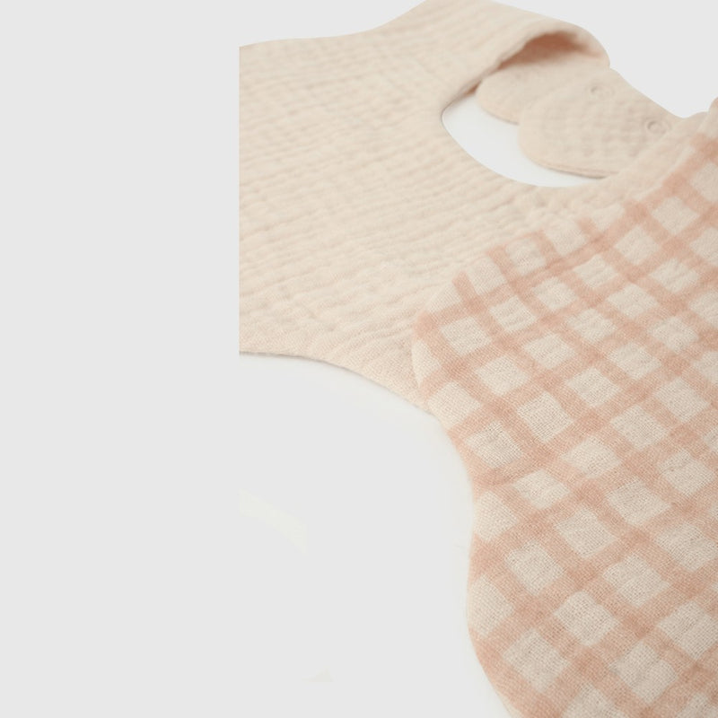 Packs x2 Baberos Impermeables Rosado Cuadrille New born TU