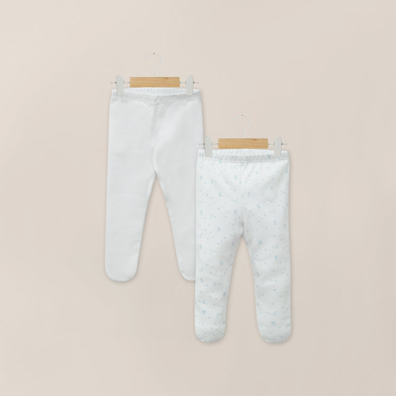 Pack 2 Pantys Algodón Blanco/Celeste Bebé Niño