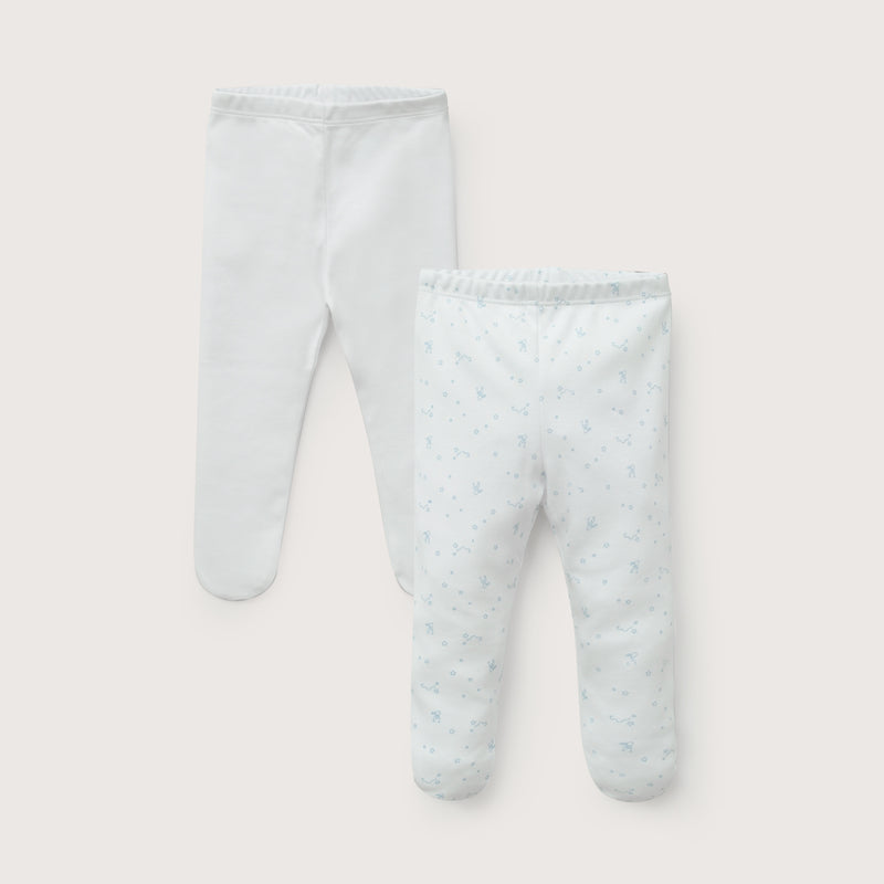 Pack 2 Pantys Algodón Blanco/Celeste Bebé Niño