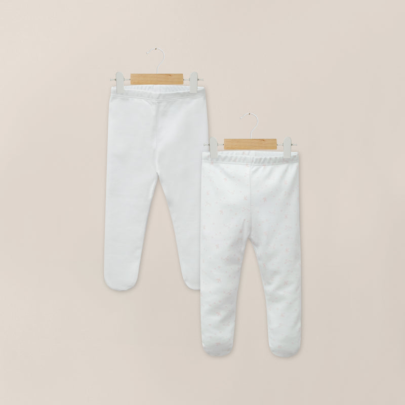 Pack 2 Pantys Algodón Blanco/Rosado Bebé Niña
