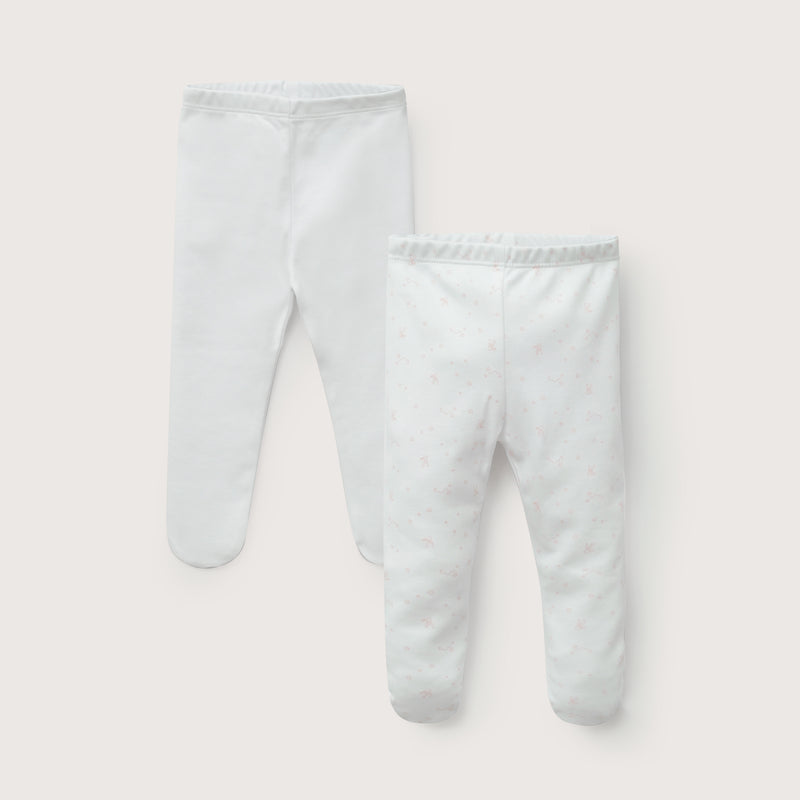 Pack 2 Pantys Algodón Blanco/Rosado Bebé Niña