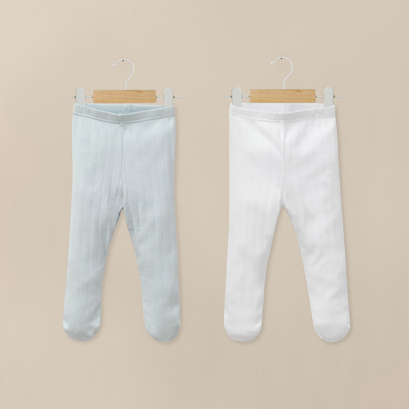 Pack 2 Pantys Algodón Blanco Diseño Celeste Bebé Niño