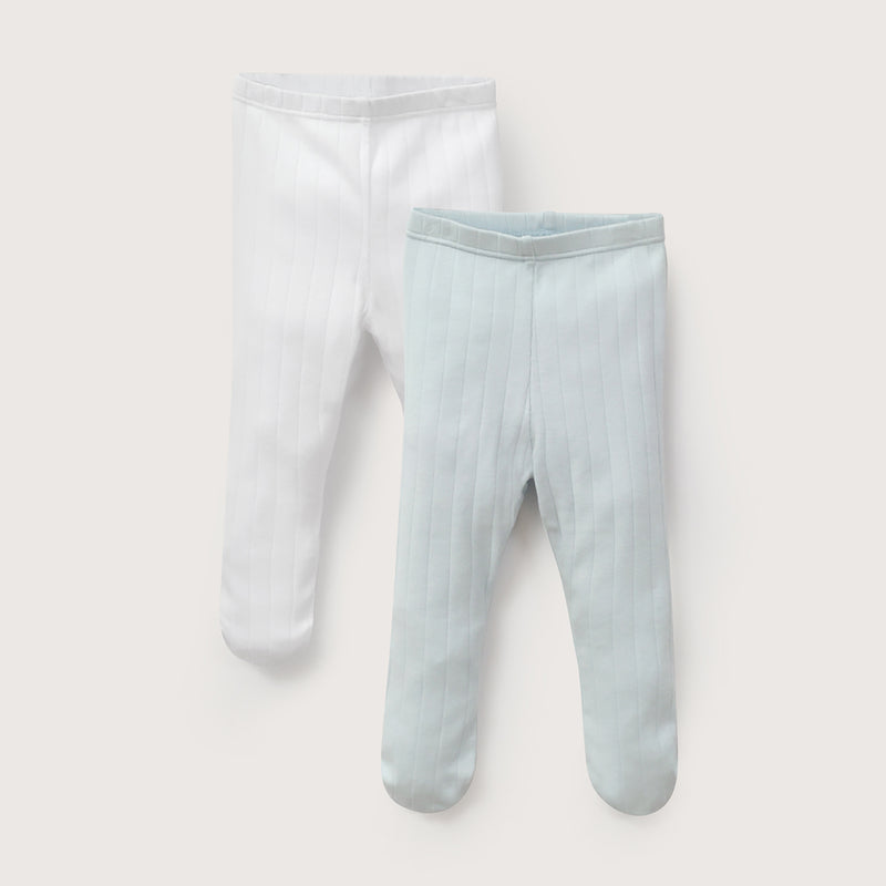 Pack 2 Pantys Algodón Blanco Diseño Celeste Bebé Niño