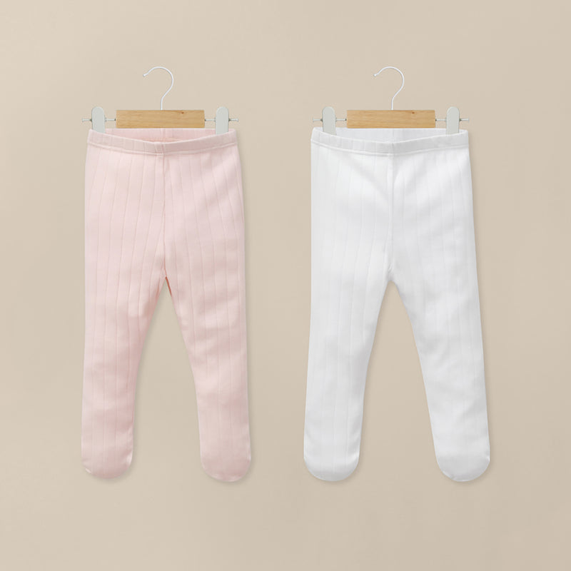 Pack 2 Pantys Algodón Acanalada Rosado Bebé Niña