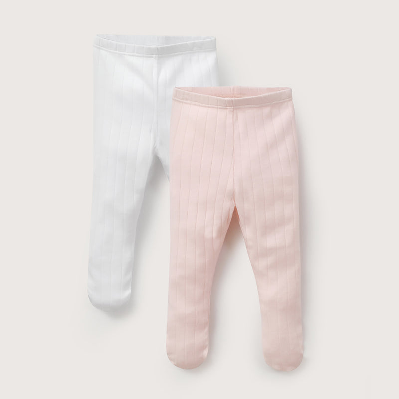 Pack 2 Pantys Algodón Acanalada Rosado Bebé Niña