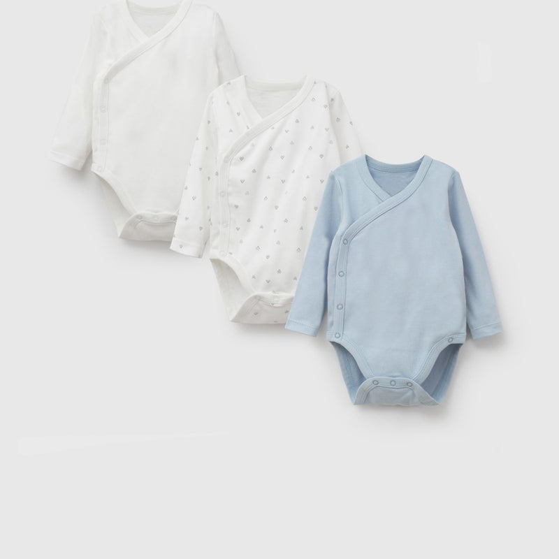Pack 3 Body algodón niño azul 0M a 18/24M