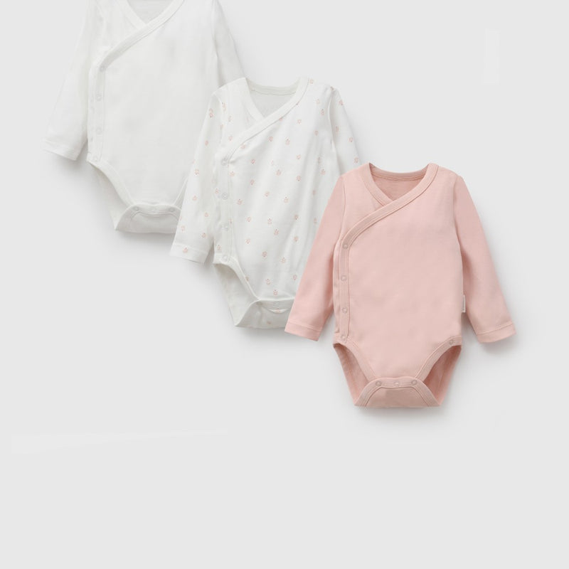 Pack 3 Body algodón niña rosado 0M a 18/24M