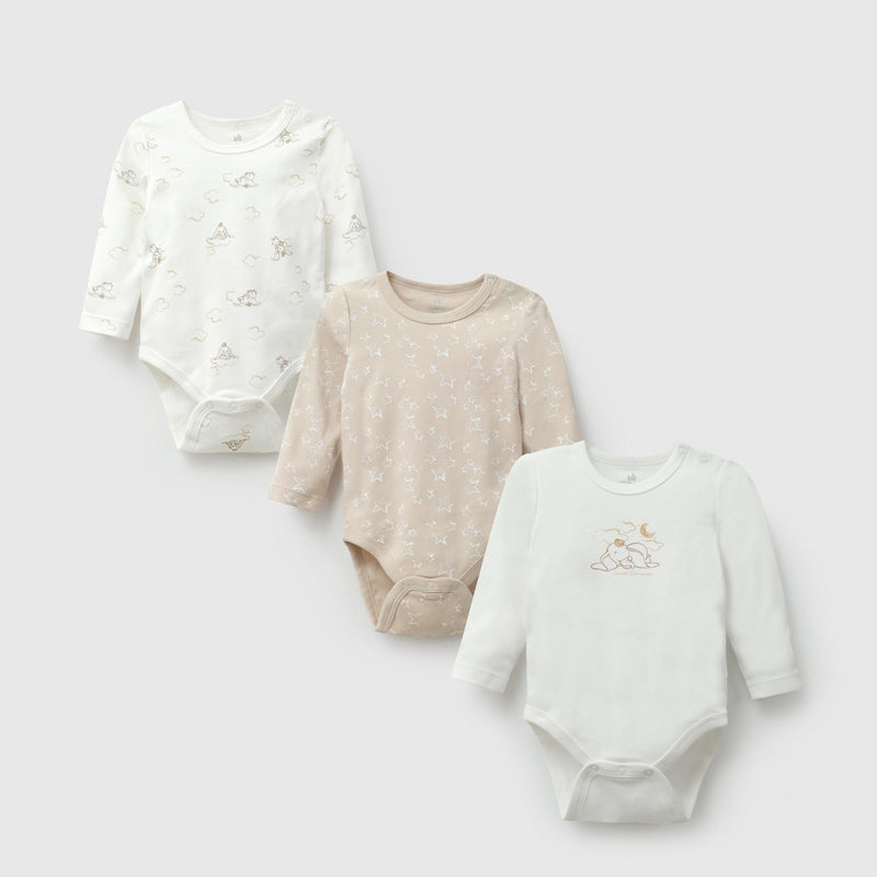 Pack 3 Body Disney Dumbo algodón unisex blanco 0M a 18/24M