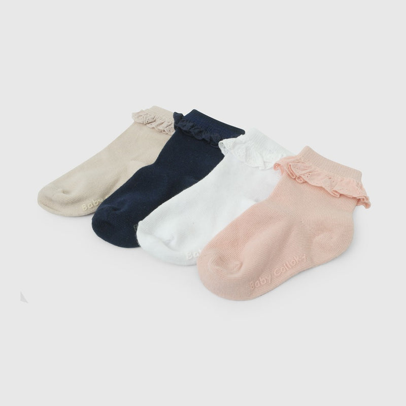 Pack 4 Calcetin deportivo corto punto suave y resistente niña rosado 14-25