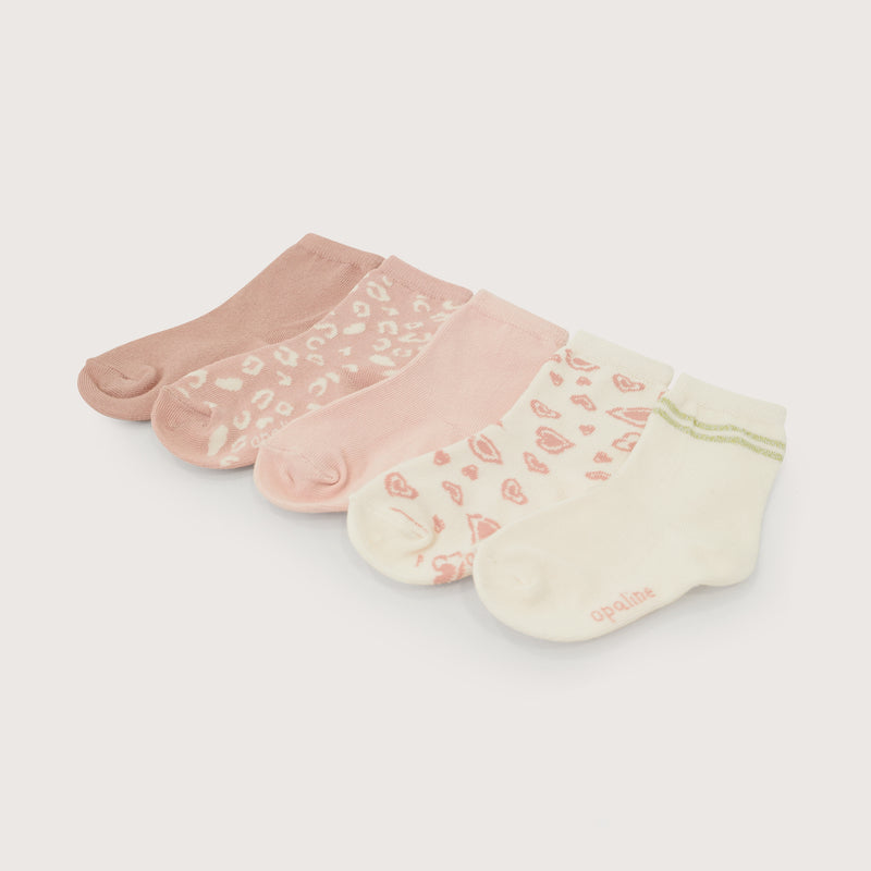 Pack 5 Calcetin Rosado/Beige Infant Niña