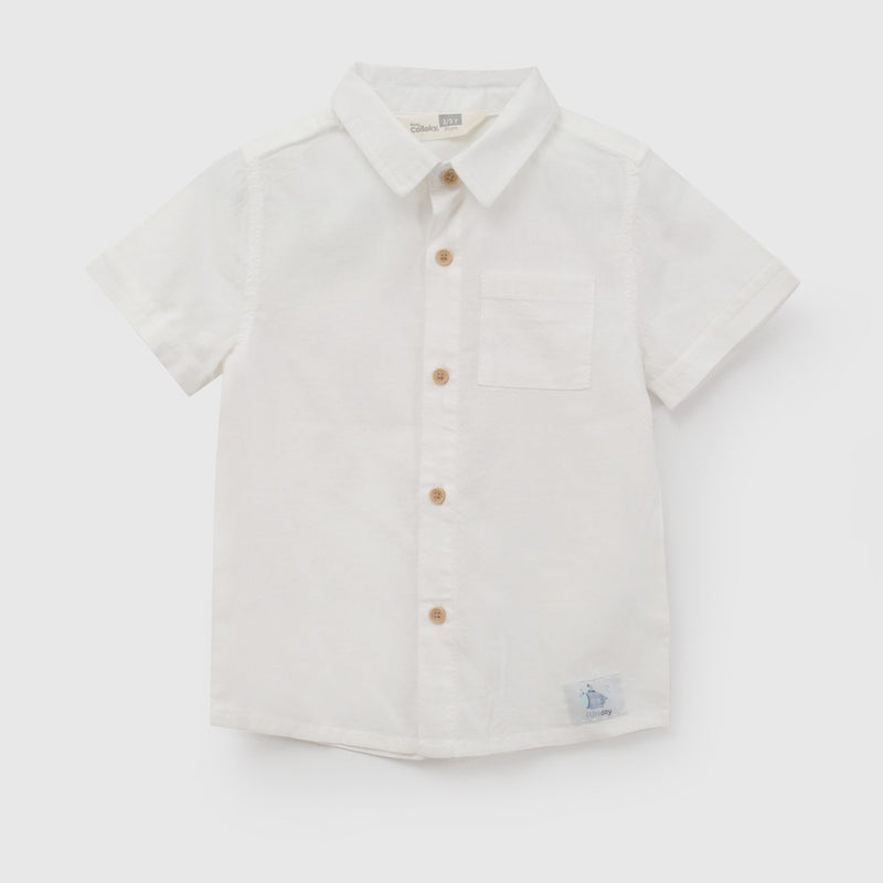Camisa manga corta niño blanco 6-9M a 4-5A