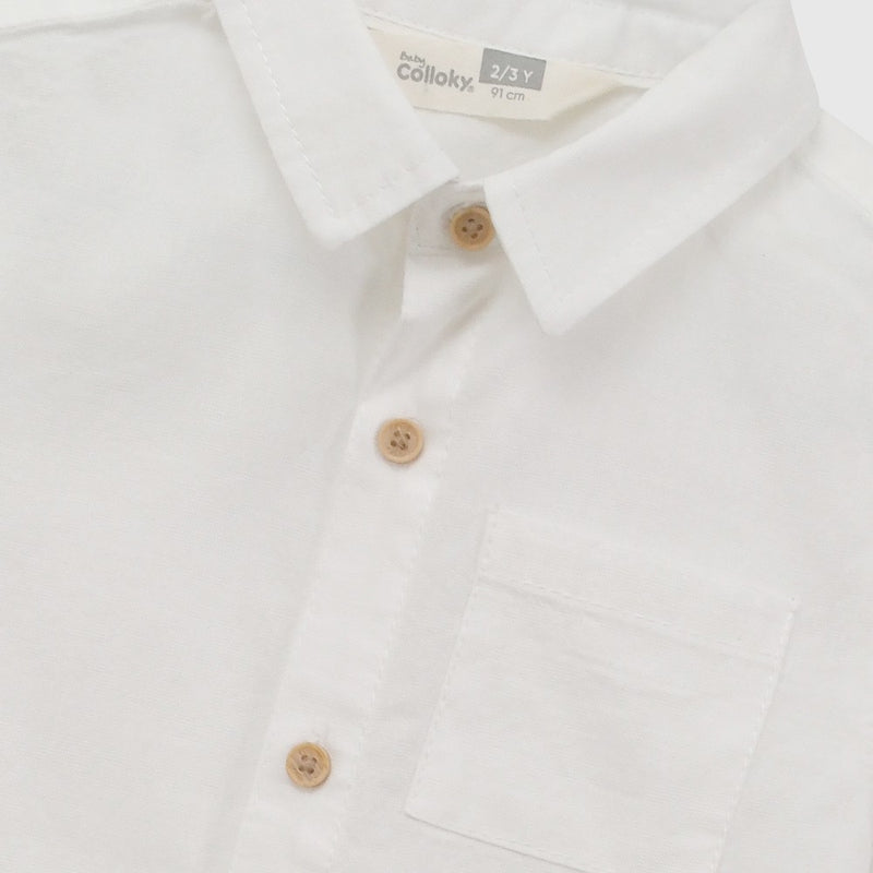 Camisa manga corta niño blanco 6-9M a 4-5A