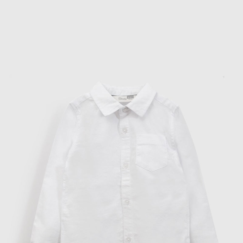 Camisa manga larga oxford niño blanco 6-9M a 4-5A