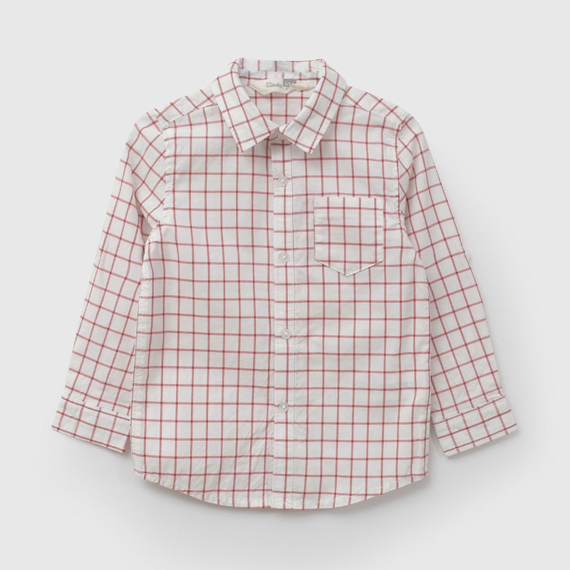 Camisa popelina niño rojo 6-9M a 4-5A