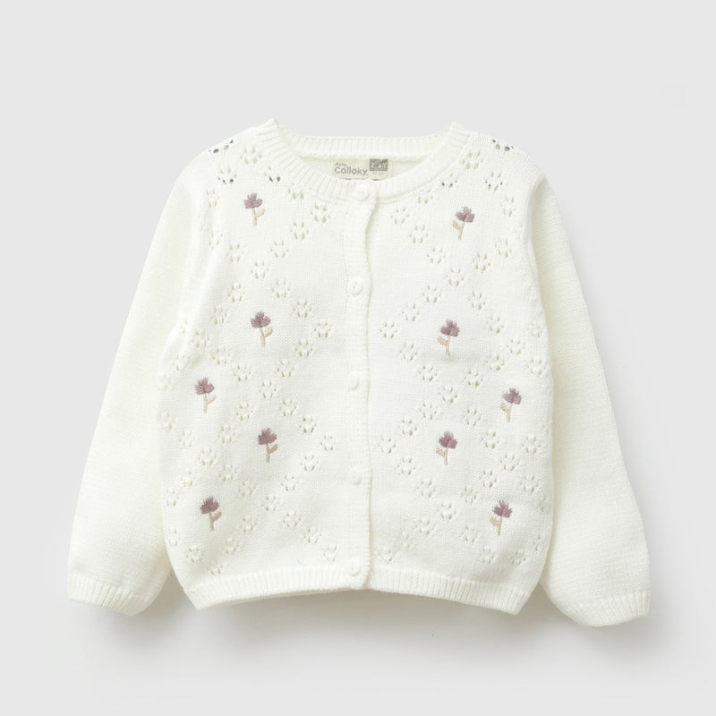 Chaleco tejido niña crema 6-9M a 4-5A