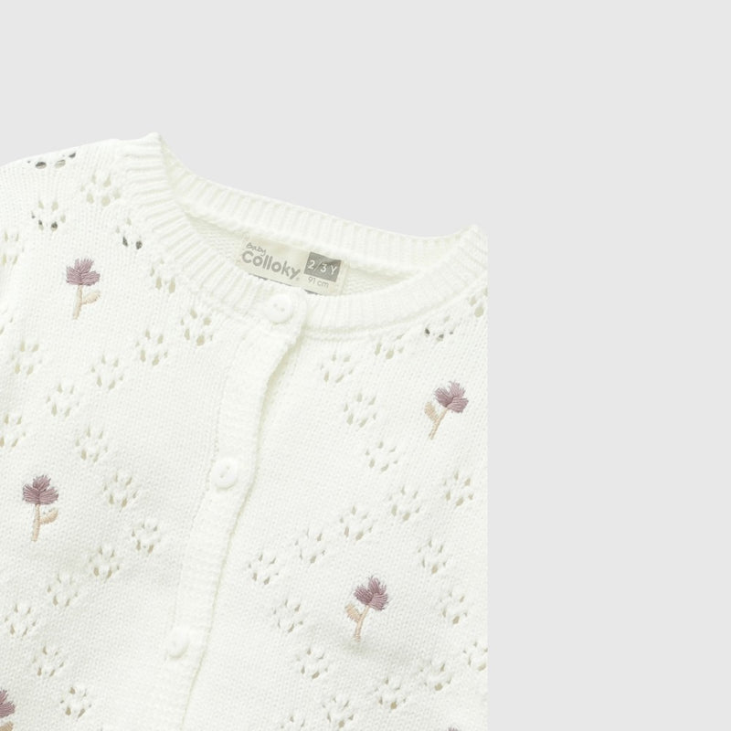 Chaleco tejido niña crema 6-9M a 4-5A