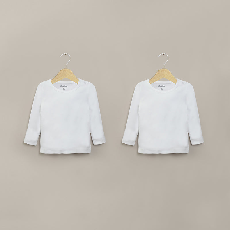 Pack 2 Camiseta Algodón Ajuar Blanco Bebé Unisex